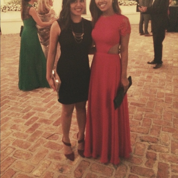 Formal Bebe Dress with Lace Sleeve/Back - Picture 5 of 5